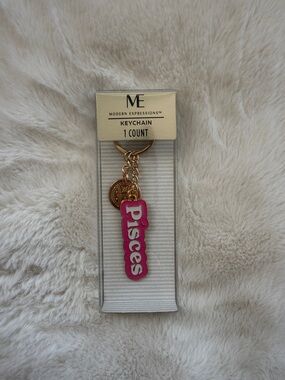 NWT Modern Expressions Pisces Keychain in pink and gold